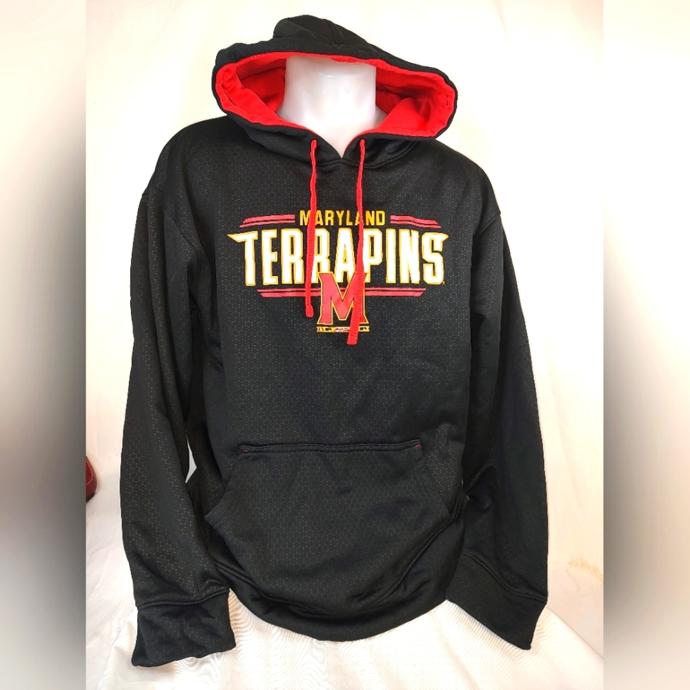 Knights Apperal Mens LG Black University Of Maryland Terps Hoodie